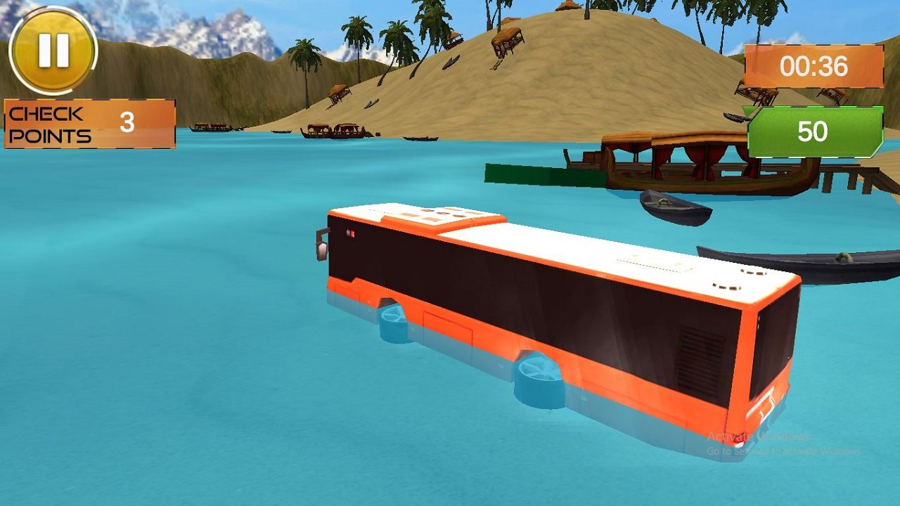 Beach Bus Driving : Water Surface Bus Game