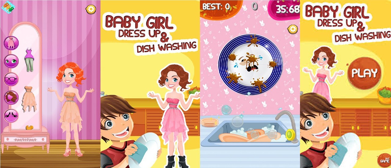 Girl Dress up & Dishwashing