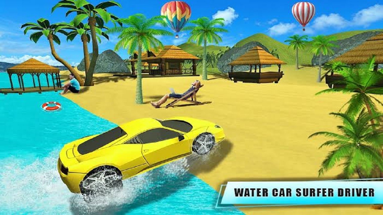 Water Surfer Car Floating Beach Drive Game